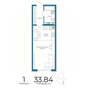 1-к квартира, вторичка, 34м2, 9/17 этаж