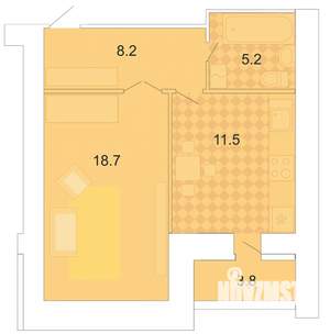 1-к квартира, вторичка, 47м2, 5/17 этаж