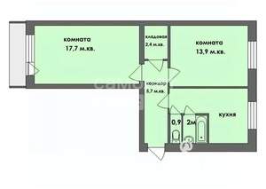 2-к квартира, вторичка, 47м2, 4/5 этаж