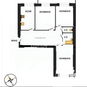 3-к квартира, вторичка, 61м2, 4/9 этаж