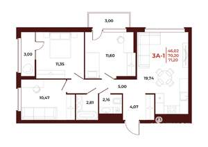 3-к квартира, вторичка, 71м2, 18/18 этаж