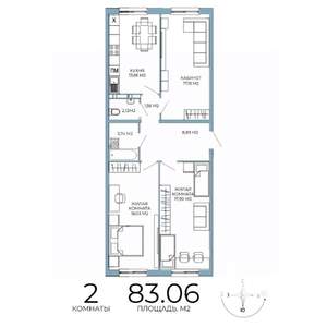 2-к квартира, строящийся дом, 83м2, 9/18 этаж