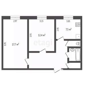 2-к квартира, вторичка, 54м2, 8/10 этаж