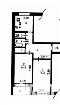 2-к квартира, вторичка, 52м2, 3/9 этаж