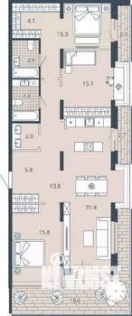 3-к квартира, вторичка, 125м2, 6/23 этаж