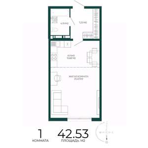 1-к квартира, вторичка, 43м2, 14/17 этаж