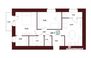 2-к квартира, вторичка, 68м2, 4/17 этаж