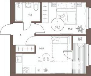 1-к квартира, вторичка, 39м2, 3/16 этаж