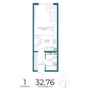 1-к квартира, строящийся дом, 33м2, 2/17 этаж