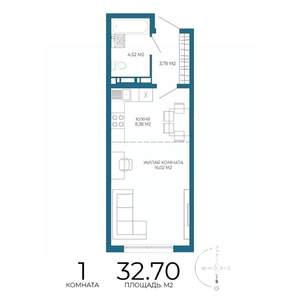 1-к квартира, вторичка, 33м2, 6/17 этаж