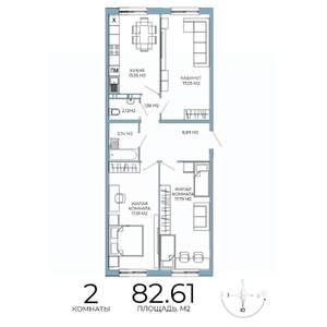 2-к квартира, строящийся дом, 83м2, 5/18 этаж