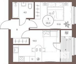 1-к квартира, вторичка, 39м2, 11/16 этаж