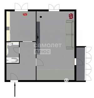 1-к квартира, вторичка, 36м2, 5/9 этаж