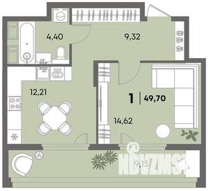 1-к квартира, вторичка, 50м2, 2/18 этаж