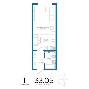 1-к квартира, строящийся дом, 33м2, 5/17 этаж