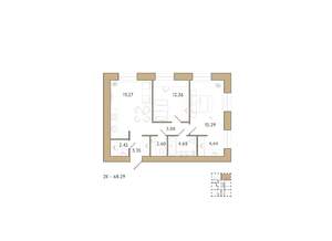 2-к квартира, вторичка, 68м2, 2/12 этаж