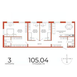 3-к квартира, строящийся дом, 105м2, 14/18 этаж
