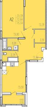 2-к квартира, сданный дом, 75м2, 11/18 этаж