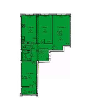 3-к квартира, строящийся дом, 75м2, 17/18 этаж
