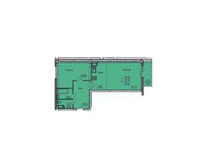 2-к квартира, строящийся дом, 61м2, 11/18 этаж