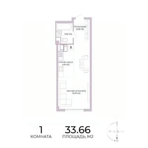 1-к квартира, строящийся дом, 34м2, 17/17 этаж