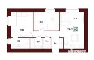 2-к квартира, вторичка, 66м2, 1/17 этаж