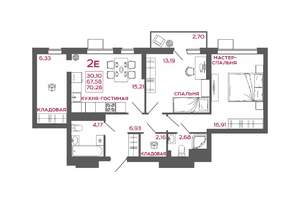 2-к квартира, вторичка, 70м2, 5/22 этаж