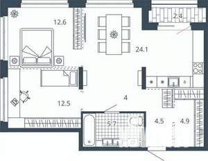 2-к квартира, вторичка, 71м2, 10/24 этаж
