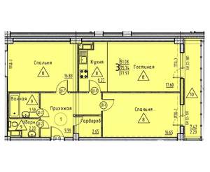 3-к квартира, строящийся дом, 78м2, 2/18 этаж