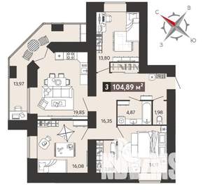3-к квартира, вторичка, 105м2, 2/18 этаж