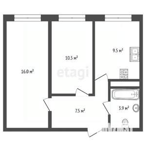 2-к квартира, вторичка, 48м2, 3/18 этаж