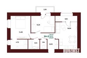 2-к квартира, вторичка, 69м2, 17/17 этаж