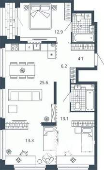 3-к квартира, вторичка, 85м2, 21/24 этаж