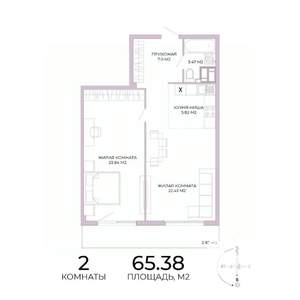 2-к квартира, строящийся дом, 65м2, 10/17 этаж