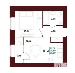 1-к квартира, вторичка, 37м2, 15/17 этаж