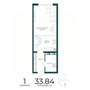 1-к квартира, вторичка, 34м2, 16/17 этаж