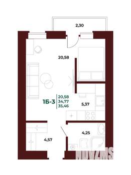 1-к квартира, вторичка, 35м2, 4/17 этаж