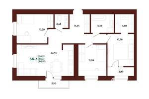 3-к квартира, вторичка, 88м2, 17/17 этаж
