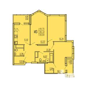 3-к квартира, вторичка, 90м2, 7/17 этаж