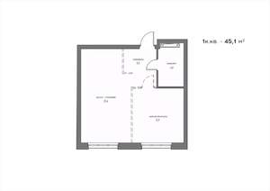 1-к квартира, вторичка, 45м2, 19/21 этаж