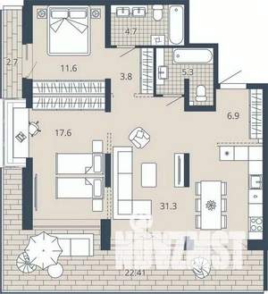 2-к квартира, вторичка, 96м2, 5/23 этаж