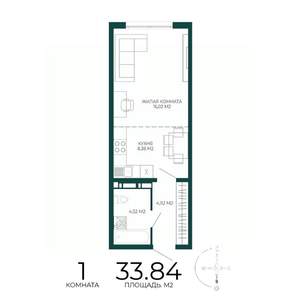 1-к квартира, вторичка, 34м2, 15/17 этаж