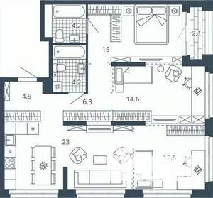 3-к квартира, вторичка, 87м2, 8/23 этаж