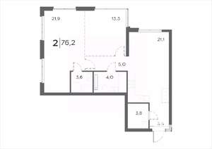 2-к квартира, вторичка, 76м2, 7/21 этаж