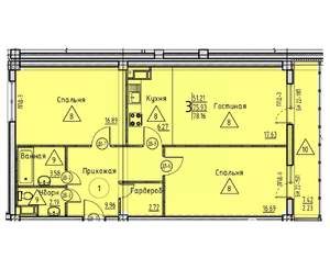3-к квартира, строящийся дом, 78м2, 16/18 этаж