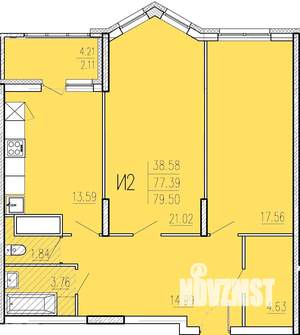2-к квартира, сданный дом, 80м2, 8/18 этаж