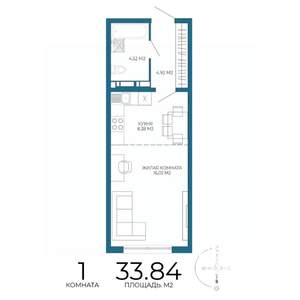 1-к квартира, вторичка, 34м2, 7/17 этаж