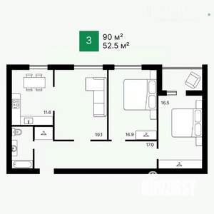 3-к квартира, вторичка, 90м2, 5/14 этаж