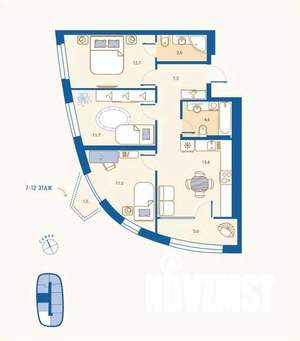 3-к квартира, вторичка, 70м2, 2/16 этаж