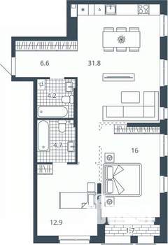 2-к квартира, вторичка, 77м2, 18/23 этаж